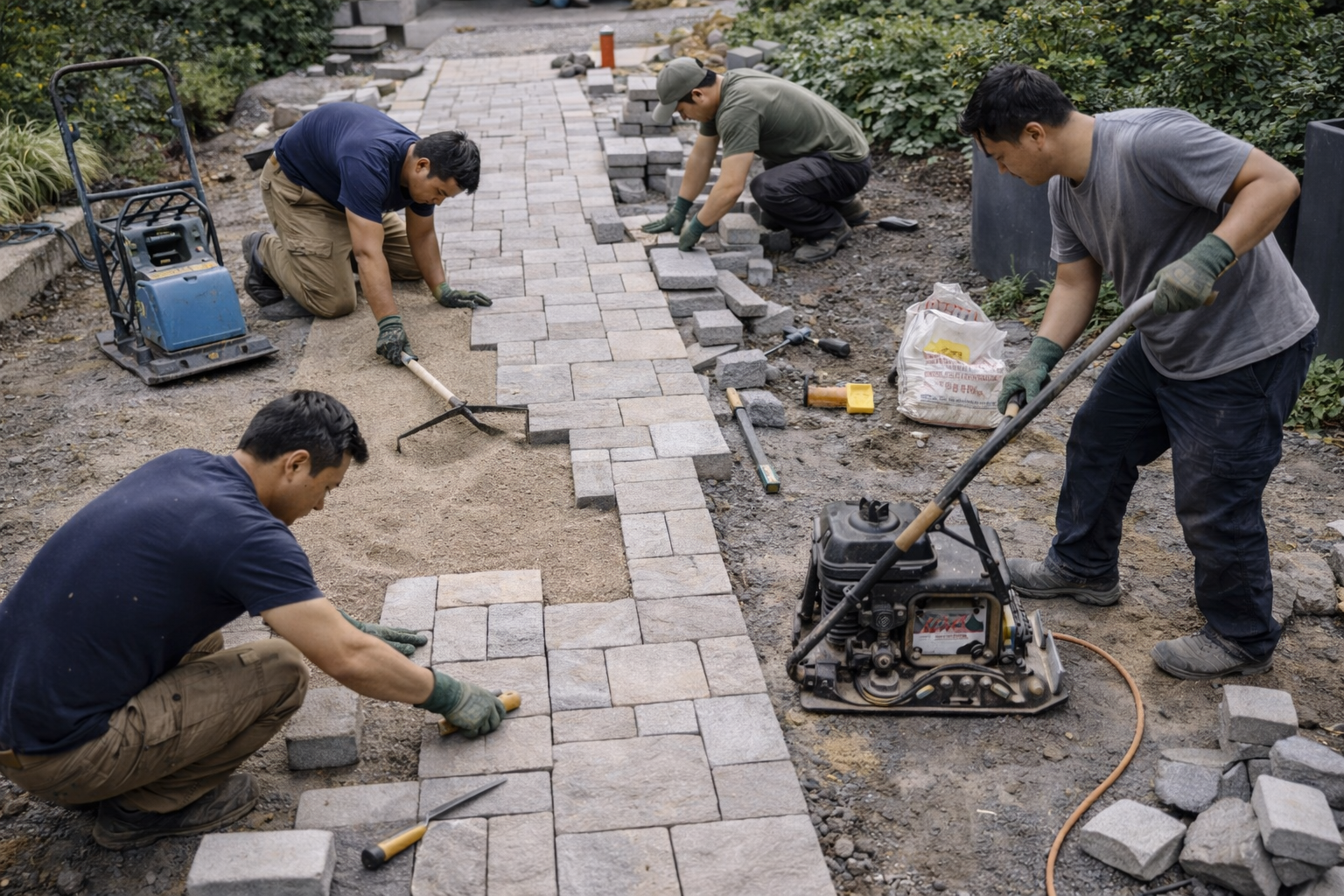 Thi công nền lối đi