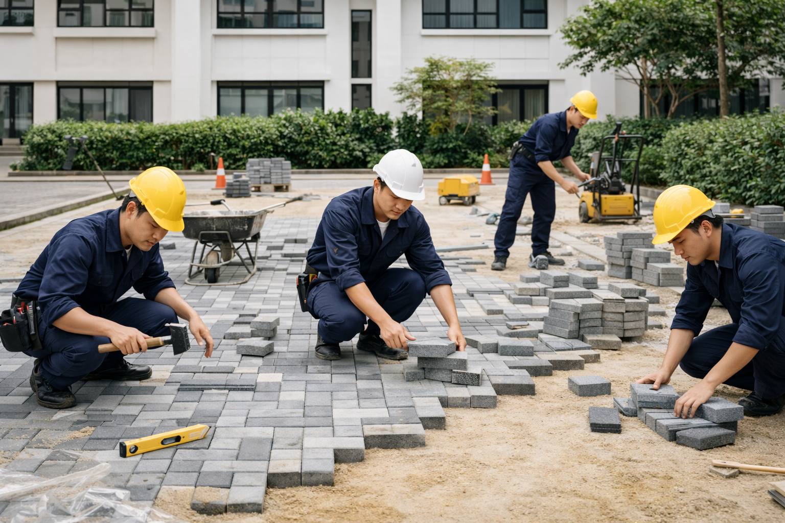 Thi công nền sân