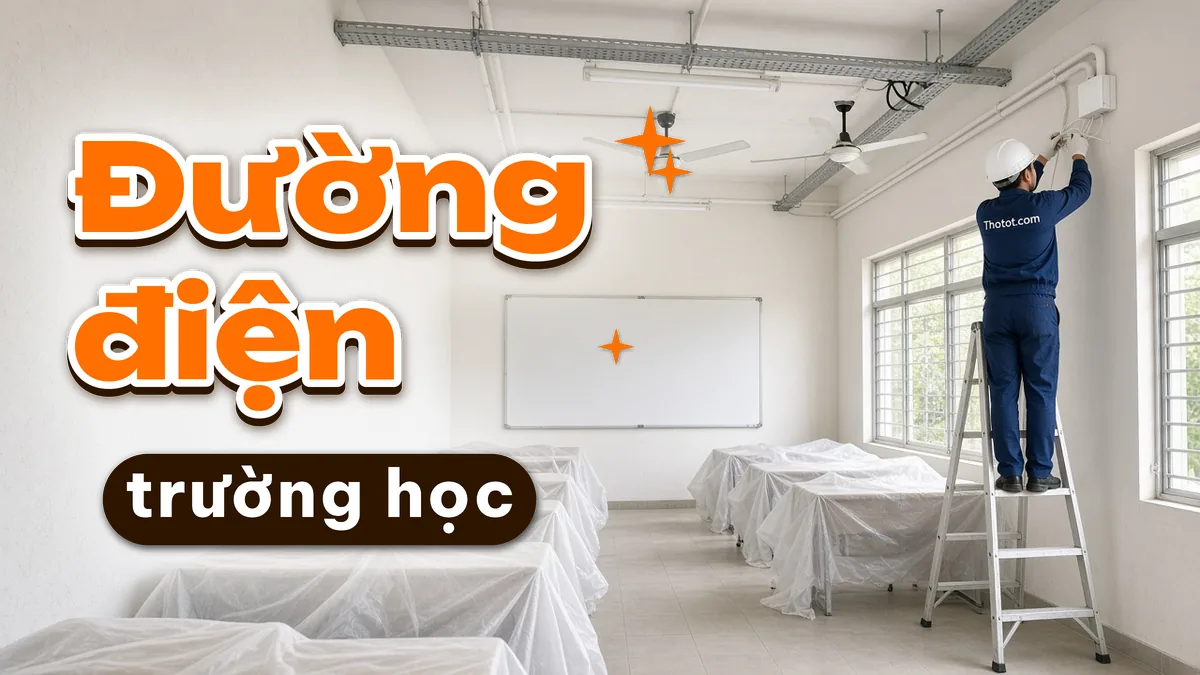 Thi công, sửa đường điện trường học
