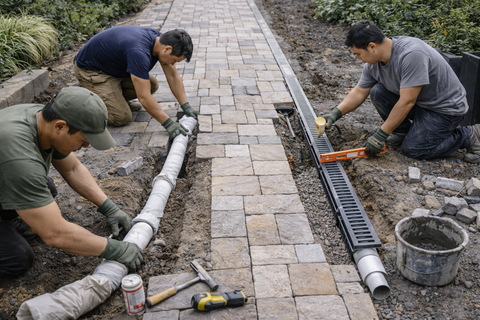 Thi công thoát nước lối đi ngoài trời