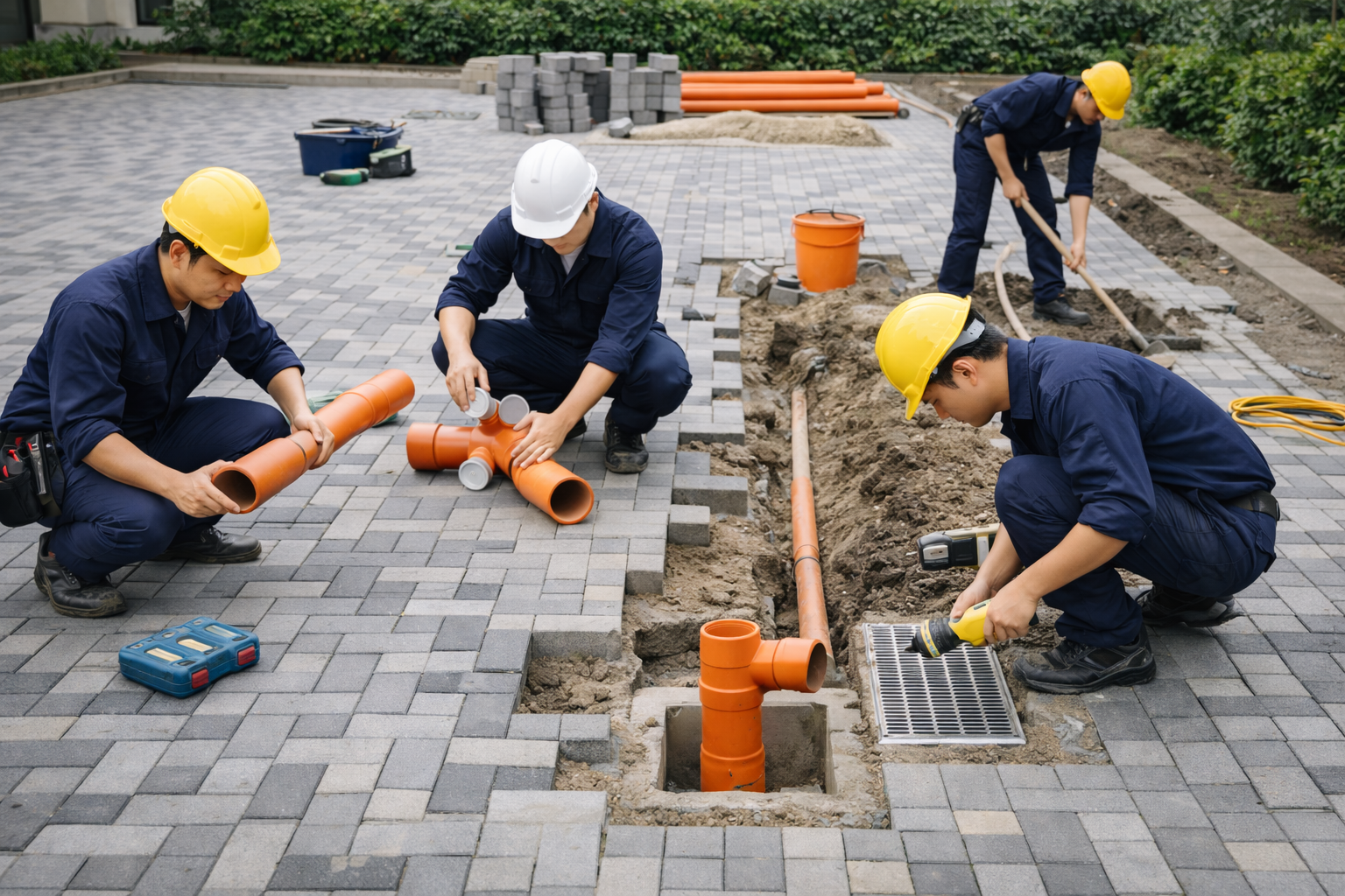 Thi công thoát nước sân