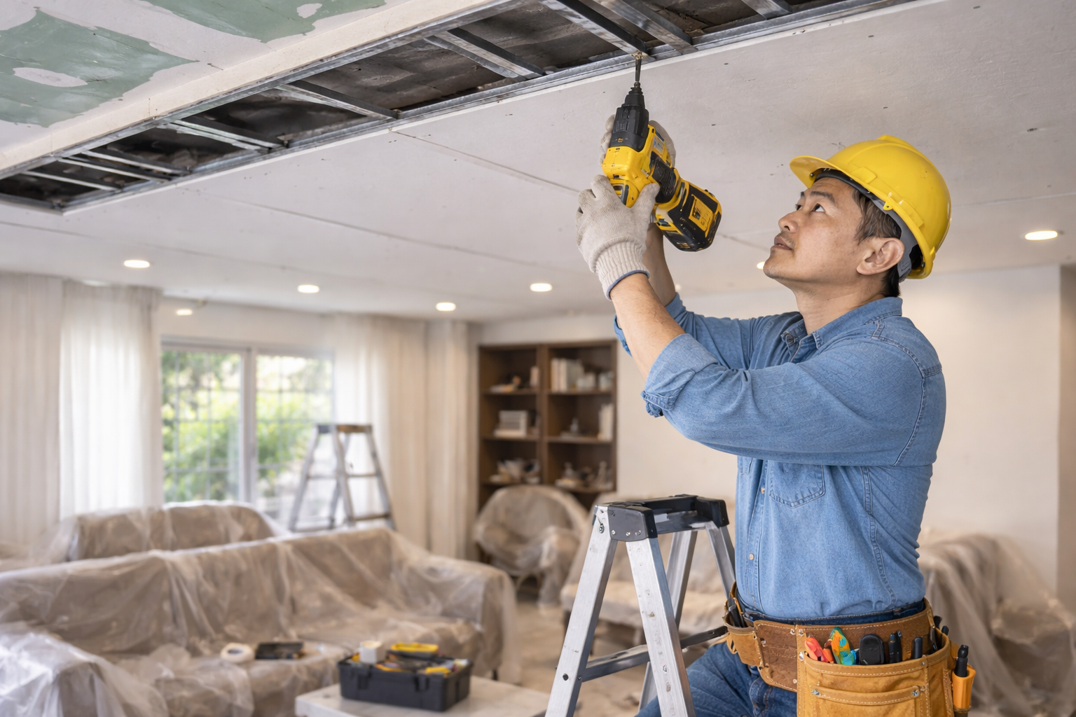 Thi công trần phòng khách