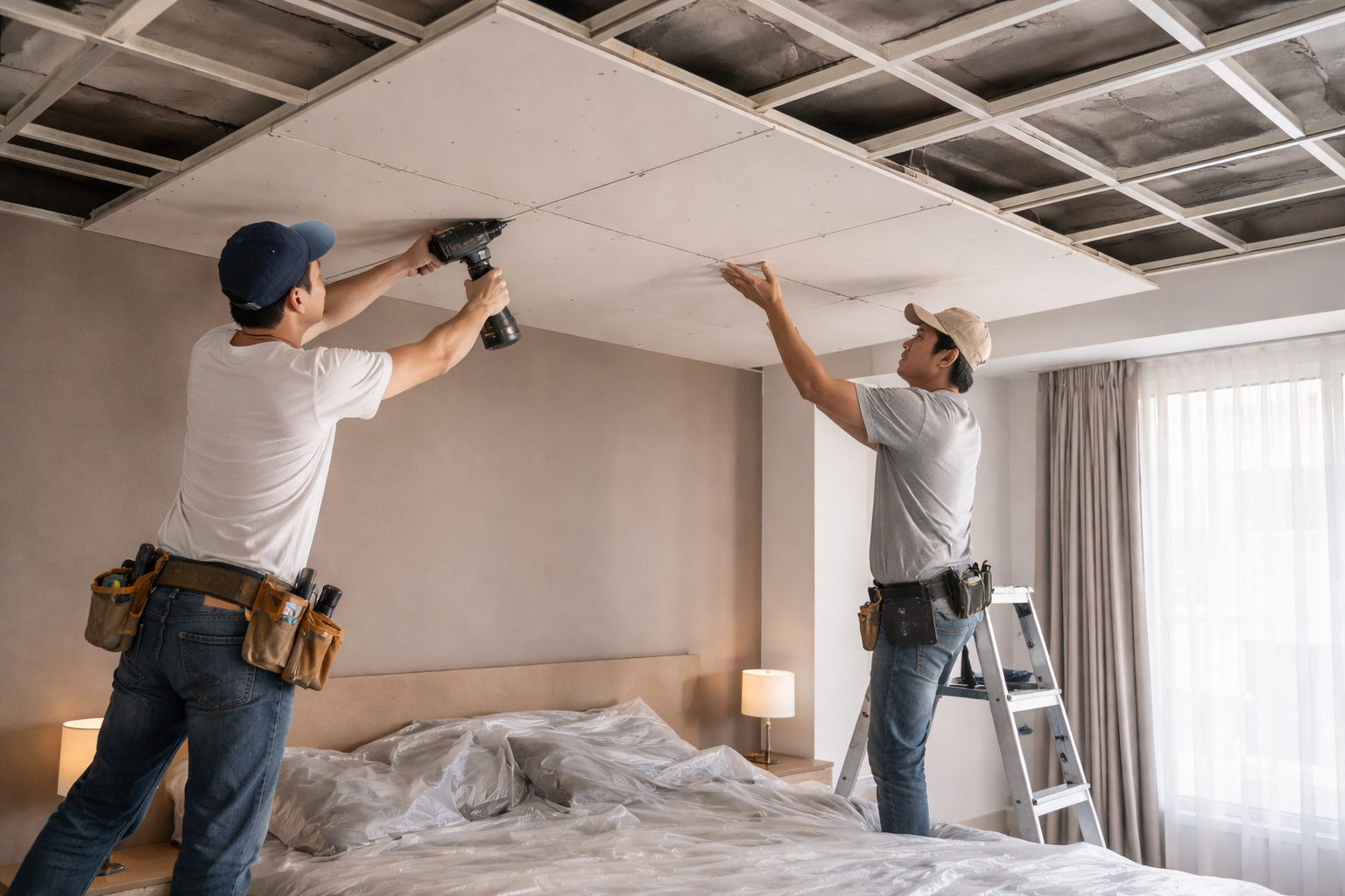 Thi công trần phòng ngủ