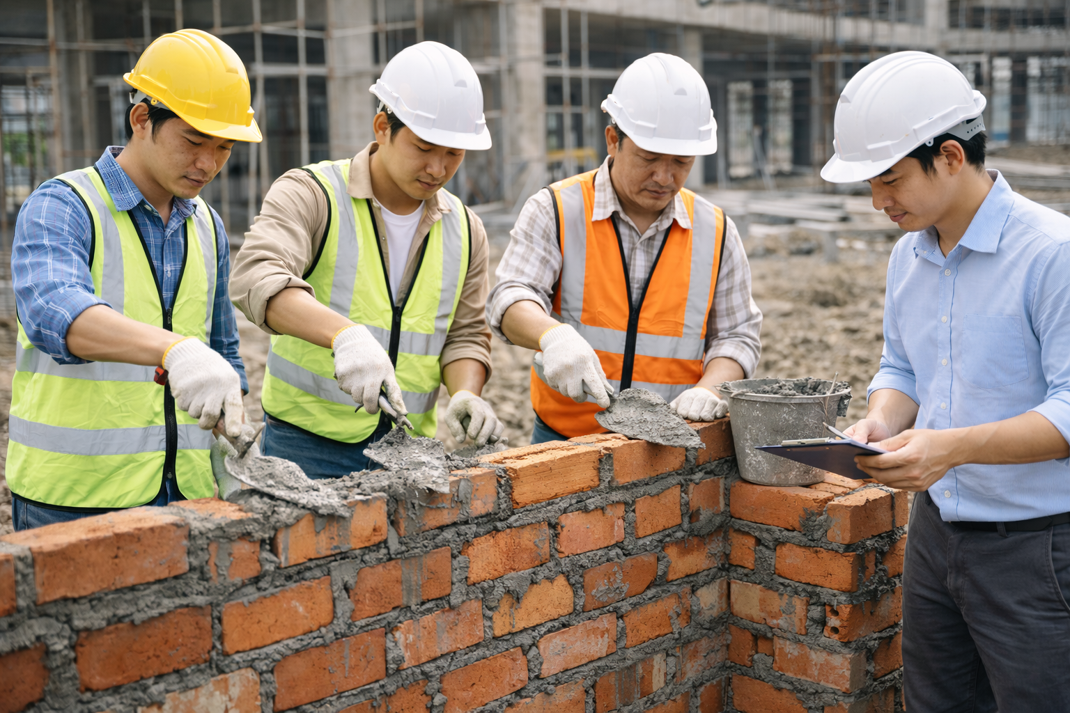 Thi công xây tường bao – tường ngăn