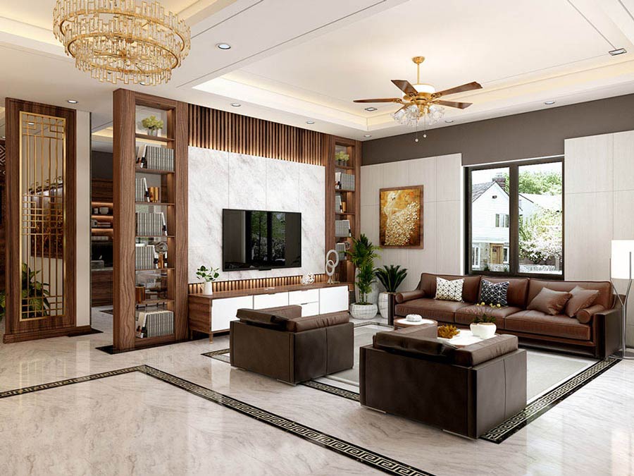 Trang trí phòng khách nhà vườn