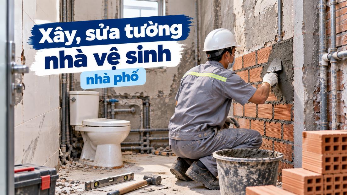 Xây, sửa tường nhà vệ sinh nhà phố