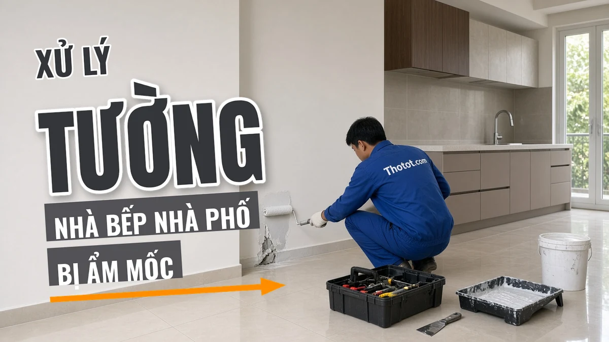 Xử lý tường nhà bếp nhà phố bị ẩm mốc