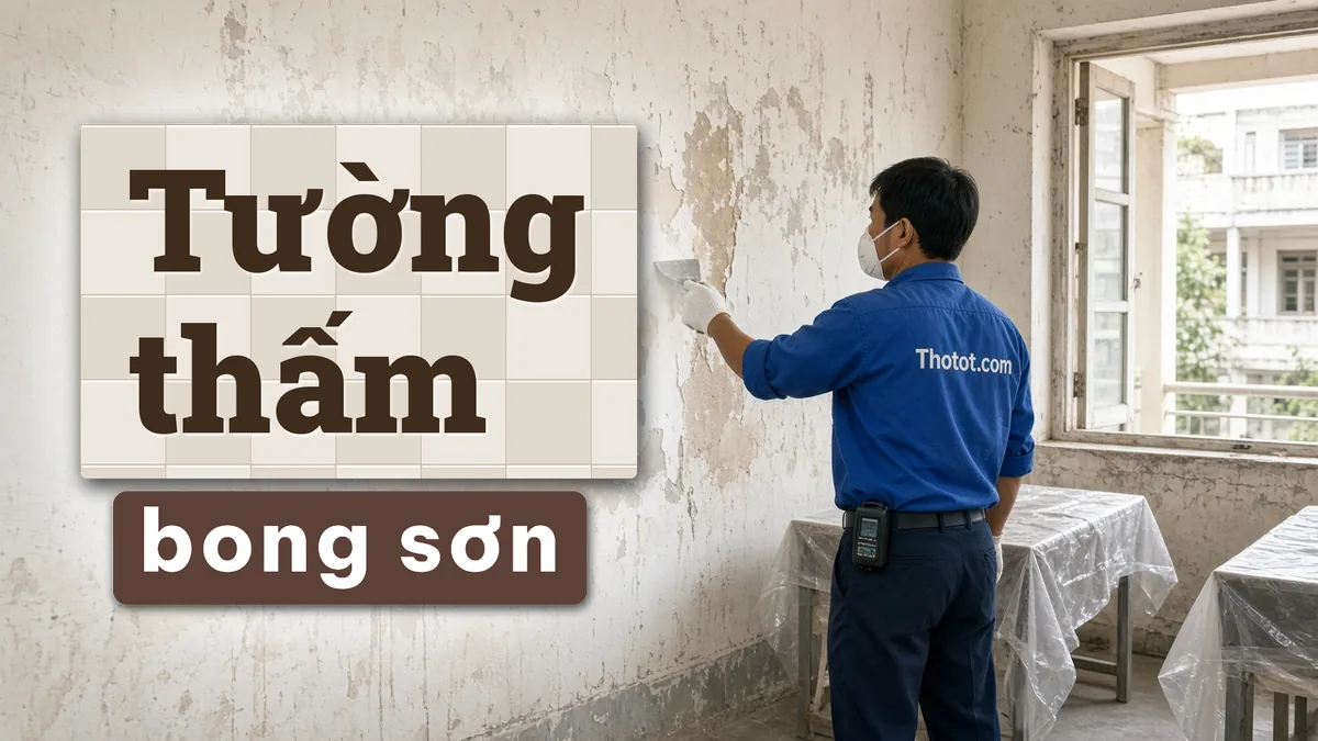 Xử lý tường trường học bị thấm, bong sơn